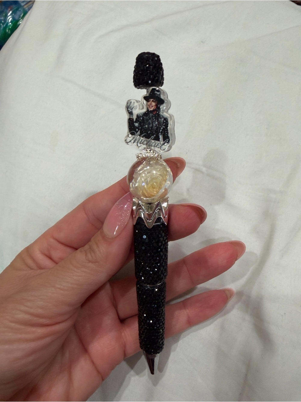 Michael Jackson-Inspired Black Crystal Ballpoint Pen